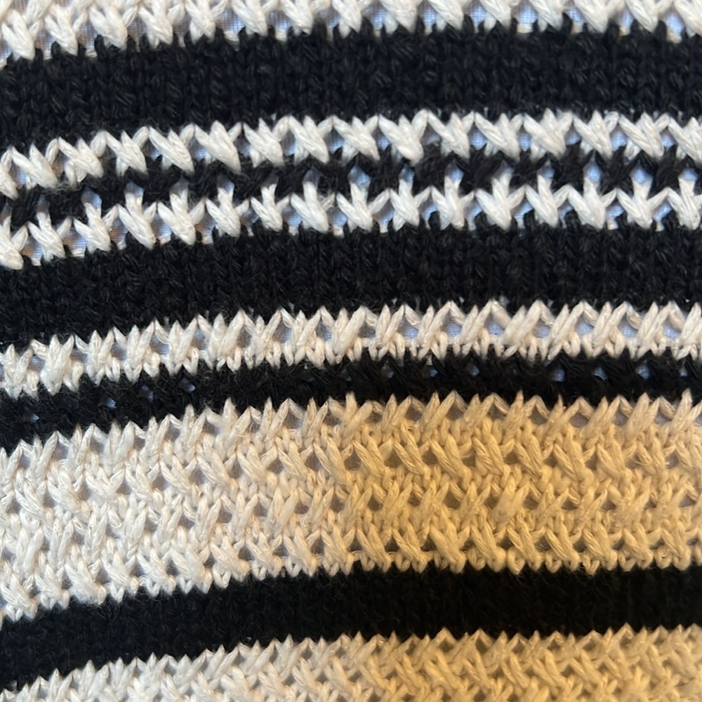 Anthropologie Striped Cropped Wrap Cotton Blend Short Sleeve Sweater Size Large - Picture 6 of 8